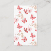 Girly Cute Floral Pink Butterflies Diaper Raffle Informatiekaartje (Achterkant)