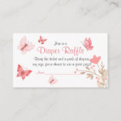 Girly Cute Floral Pink Butterflies Diaper Raffle Informatiekaartje (Voorkant)