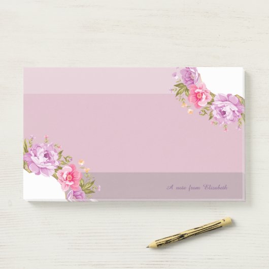 Girly Cute Floral , speciaal gepersonaliseerd Post-it® Notes (Op bureau)