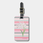 Girly Cute Flower, Stripes Bagagelabel (Voorkant verticaal)