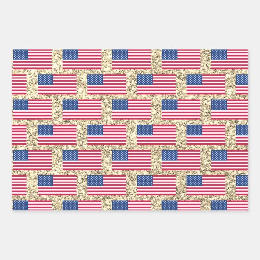 Girly Cute Fun Glitter Patriotic American USA Flag Inpakpapier Vel (Voorkant)