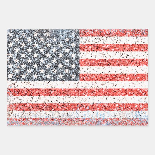 Girly Cute Fun Glitter Patriotic American USA Flag Inpakpapier Vel (Voorkant 2)