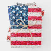 Girly Cute Fun Glitter Patriotic American USA Flag Inpakpapier Vel (In situ)