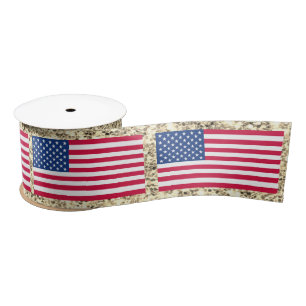 Girly Cute Fun Glitter Patriotic American USA Flag Satijnen Lint