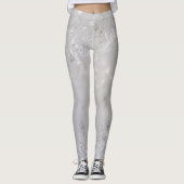 Girly Cute Glittery Snowflakes Leggings (Voorkant)