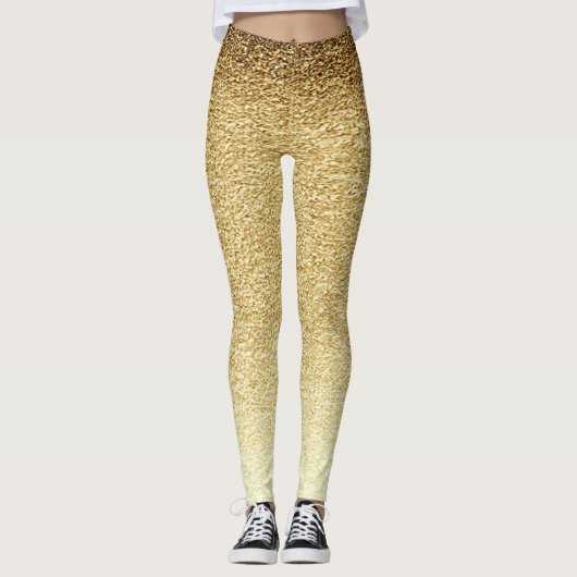 Girly Cute Gold Glittery Leggings (Voorkant)