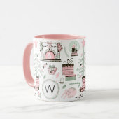 Girly Cute kerstpatroonmonogram Mok (Voorkant links)
