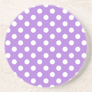 Girly Cute Lavender en White Polka Dots Zandsteen Onderzetter