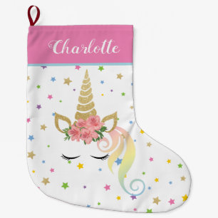 Girly Cute Magical Unicorn Personalized Grote Kerstsok