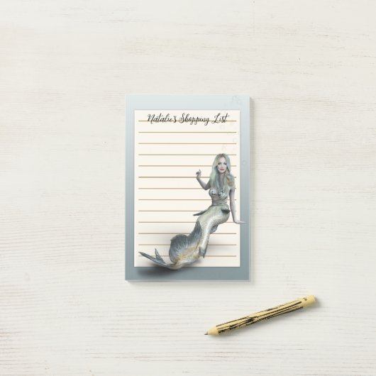 Girly Cute Mermaid Post-it® Notes (Op bureau)
