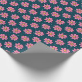 Girly Cute Modern Blue Pink Floral Flowers Cadeaupapier (Hoek)