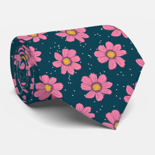 Girly Cute Modern Blue Pink Floral Flowers Stropdas