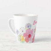 Girly Cute Personalized Floral Waterverf Latte Mok (Linkerhoek)