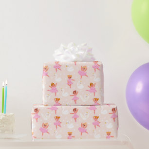 Girly Cute Pink Ballerina Swan Pattern Cadeaupapier