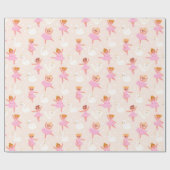 Girly Cute Pink Ballerina Swan Pattern Cadeaupapier (Vlak)