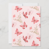 Girly Cute Pink Butterflies Baby shower Kaart (Achterkant)