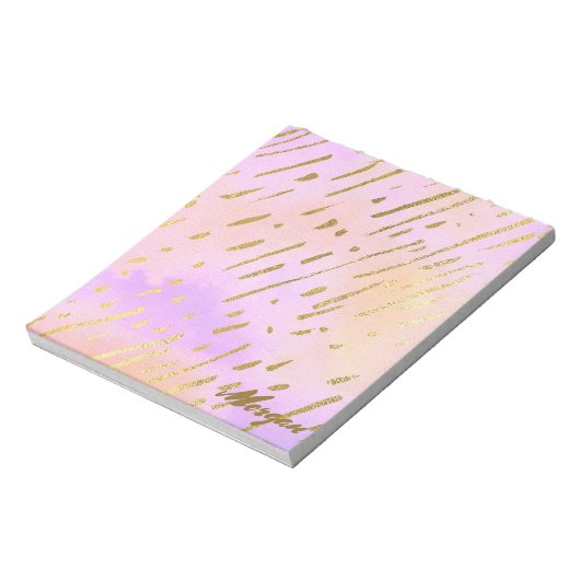 Girly Cute Pink en Gold Pattern Notitieblok (Linkerzijde)