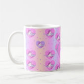 Girly Cute Pink en Paarse Unicorns & Hearts Mok (Links)