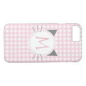 Girly Cute Pink & White Gingham | Kat-monogram Case-Mate iPhone Case (Achterkant (Horizontaal))