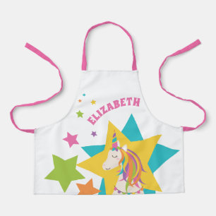 Girly Cute Rainbow Unicorn Stars Voeg Jouw naam to Schort