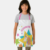 Girly Cute Rainbow Unicorn Stars Voeg Jouw naam to Schort (Insitu)