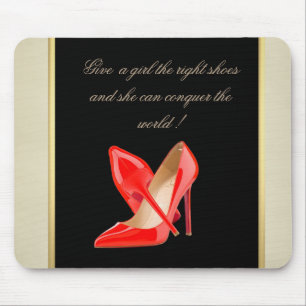 Girly Cute, Red High Heels-Motivatie Bericht Muismat