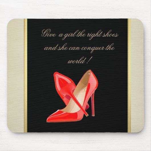 Girly Cute, Red High Heels-Motivatie Bericht Muismat (Voorkant)