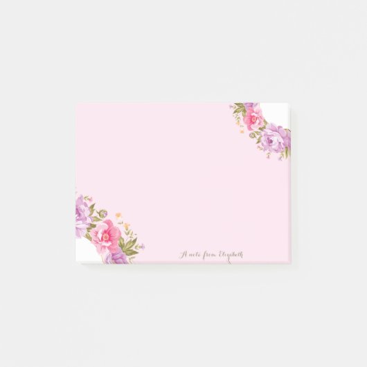 Girly Cute Stylish Chic Floral - Gepersonaliseerd Post-it® Notes (Voorkant)