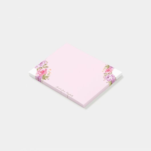 Girly Cute Stylish Chic Floral - Gepersonaliseerd Post-it® Notes (Schuin)