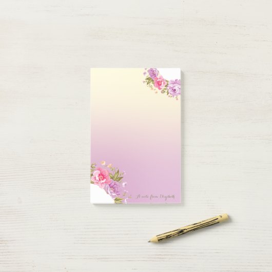 Girly Cute Stylish Floral - Gepersonaliseerd Post-it® Notes (Op bureau)