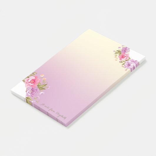 Girly Cute Stylish Floral - Gepersonaliseerd Post-it® Notes (Schuin)