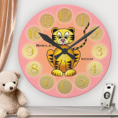 Girly Cute Tiger Pink Gold Wall klok
