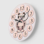 Girly Cute Tiger Pink Princess Wall Clock Grote Klok (Hoek)