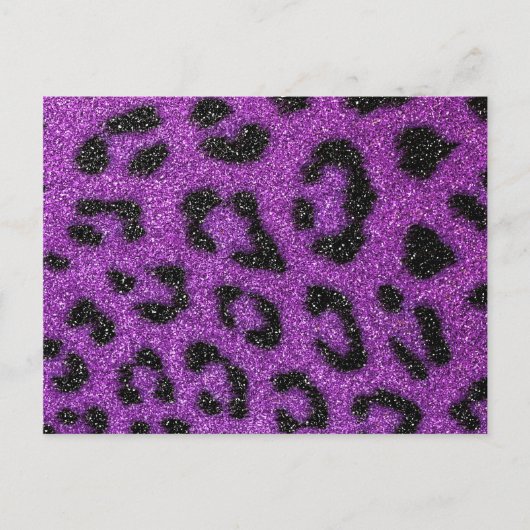 Girly Cute Trendy Paars Glitter Cheetah print Briefkaart (Voorkant)