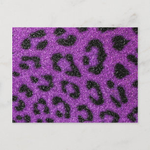 Girly Cute Trendy Purple Glitter Cheetah print Briefkaart