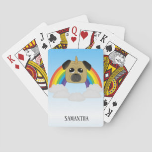 Girly Cute Unicorn Pug Pugicorn Kinder Pokerkaarten