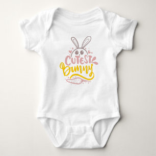 Girly Cutest Bunny Easter Rabbit Quote Baby Bodysu Romper