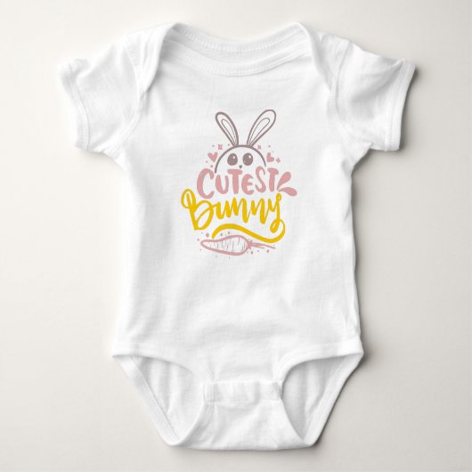 Girly Cutest Bunny Easter Rabbit Quote Baby Bodysu Romper (Voorkant)