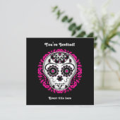 Girly dag van de dode suiker schedel party kaart (Staand voorkant)