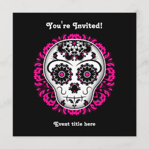 Girly dag van de dode suiker schedel party kaart