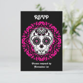 Girly dag van de dode suiker schedel RSVP feest (Staand voorkant)
