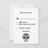 Girly dag van de dode suiker schedel RSVP feest (Achterkant)