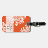Girly Damask Monogram Bagagelabel (Voorkant horizontaal)