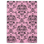 Girly Damask Monogrammed Elegant Classy Pink Black Klembord (Achterkant)