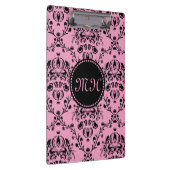 Girly Damask Monogrammed Elegant Classy Pink Black Klembord (Rechts)