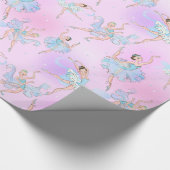 Girly Dancing Ballerina's met Aqua Pink Patroon Cadeaupapier (Hoek)