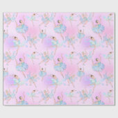 Girly Dancing Ballerina's met Aqua Pink Patroon Cadeaupapier (Vlak)