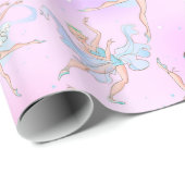 Girly Dancing Ballerina's met Aqua Pink Patroon Cadeaupapier (Rol Hoek)