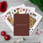 Girly Dark Red & Blush Pink Script Naam Verjaardag Pokerkaarten