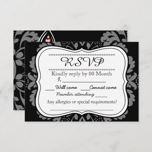 Girly Day of the Dead Cat custom RSVP (Voorkant / Achterkant)